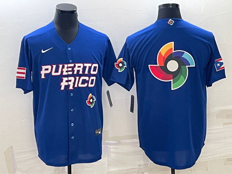 Puerto Rico 2023 Royal World Big Logo With Patch Classic Stitched Jersey - Zenithce