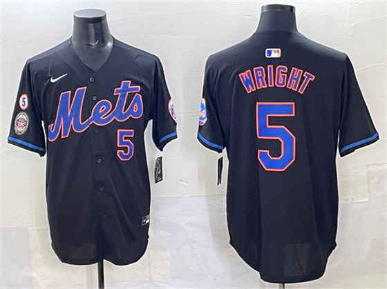 New York Mets #5 David Wright Black With Patch Limited Stitched Jersey - Zenithce