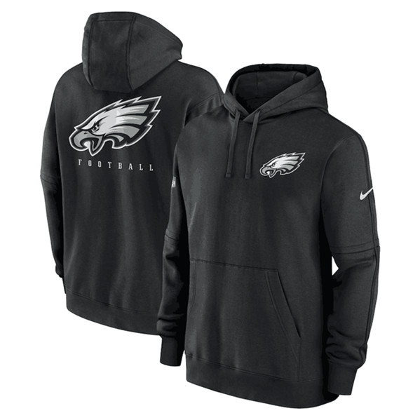Philadelphia Eagles Black Sideline Club Fleece Pullover Hoodie - Zenithce
