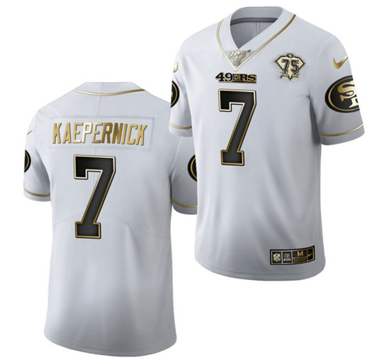 San Francisco 49ers #7 Colin Kaepernick White Gold 75th Anniversary Stitched Jersey - Zenithce