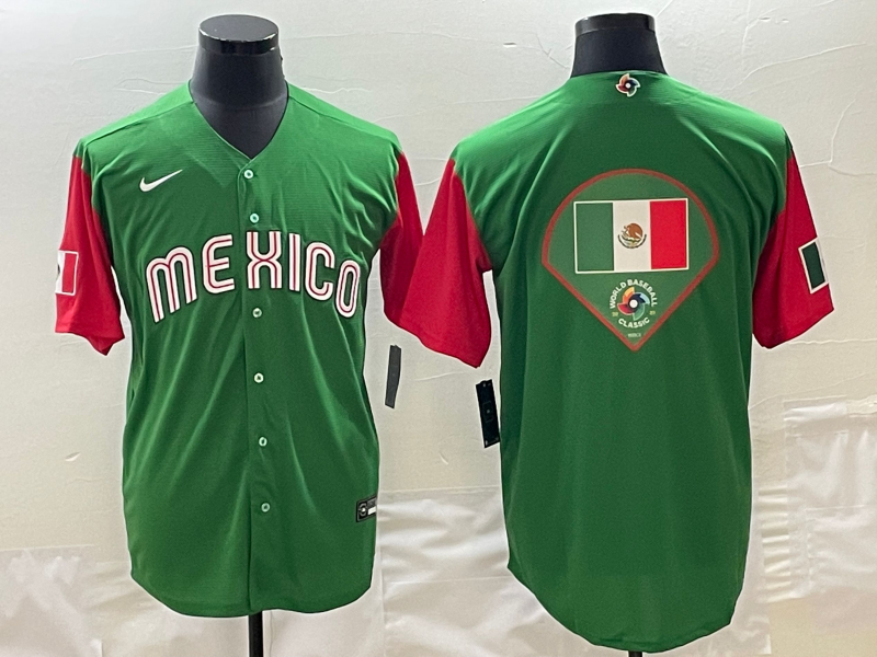 Mexico 2023 Green World Big Logo Classic Stitched Jersey - Zenithce