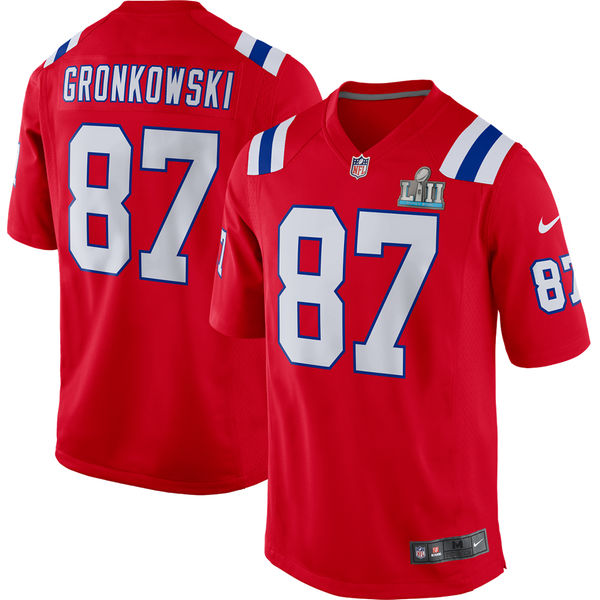 New England Patriots Rob Gronkowski Red Super Bowl LII Bound Game Jersey - Zenithce