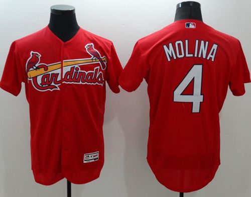 Cardinals #4 Yadier Molina Red Flexbase Authentic Collection Stitched Jersey - Zenithce