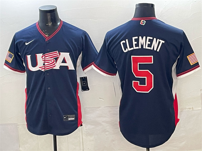 USA #5 Ernie Clement Navy 2026 World Classic Road Stadium Stitched Jersey - Zenithce