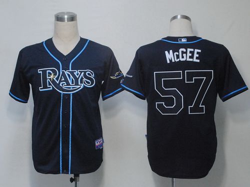 Rays #57 Jake Mcgee Dark Blue Cool Base Stitched Jersey - Zenithce