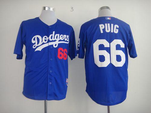 Dodgers #66 Yasiel Puig Light Blue Cool Base Stitched Jersey - Zenithce