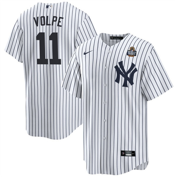 New York Yankees #11 Anthony Volpe White 2024 World Series With Name Cool Base Stitched Jersey - Zenithce
