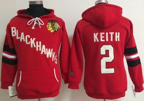 Chicago Blackhawks #2 Duncan Keith Red Women's Old Time Heidi NHL Hoodie - Zenithce