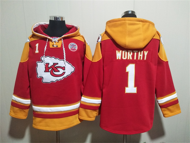 Kansas City Chiefs #1 Xavier Worthy Red Ageless Must-Have Lace-Up Pullover Hoodie - Zenithce