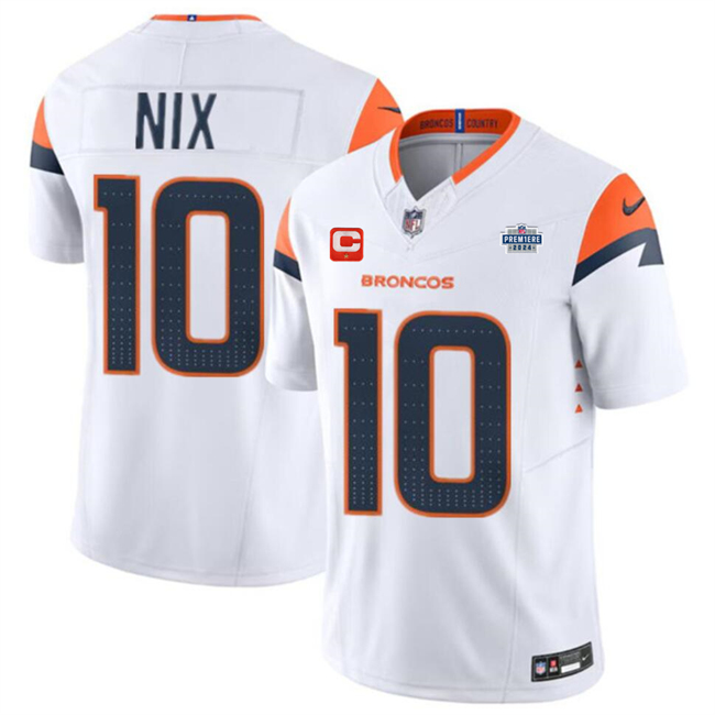 Denver Broncos #10 Bo Nix White 2024 F.U.S.E. With Draft Pacth And 1-Star C Patch Vapor Limited Stitched Jersey - Zenithce