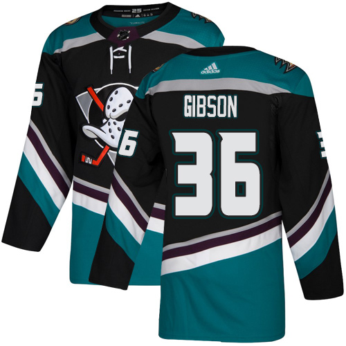 Anaheim Ducks #36 John Gibson Black Teal Stitched Adidas Jersey - Zenithce