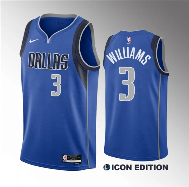 Dallas Mavericks #3 Grant Williams Blue Icon Edition Stitched Jersey - Zenithce