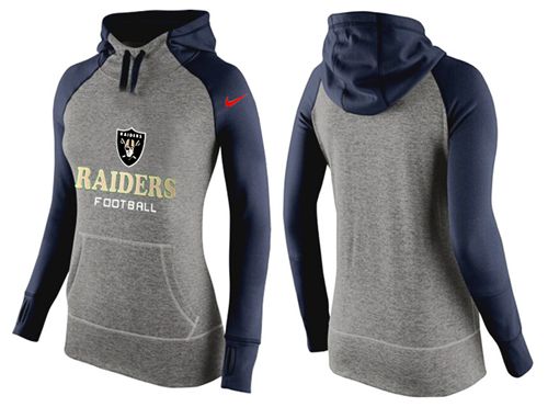 Women's Nike Oakland Raiders Performance Hoodie Grey   Dark Blue - Zenithce