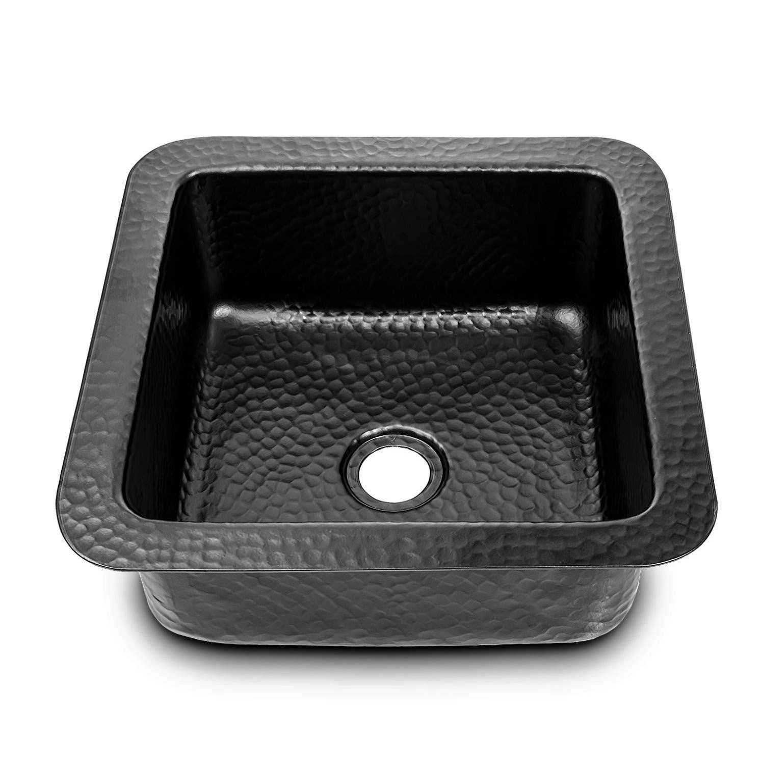 Monarch Abode 19103 Matte Black Hand Hammered Oval Drop-In Bathroom Sink - Zenithce