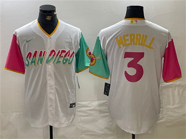 San Diego Padres #3 Jackson Merrill White City Connect Cool Base Stitched Jersey - Zenithce