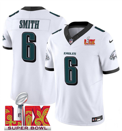 Philadelphia Eagles #6 DeVonta Smith White 2025 Super Bowl LIX Patch Vapor Untouchable Limited Stitched Jersey - Zenithce