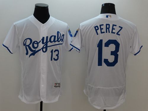Royals #13 Salvador Perez White Flexbase Authentic Collection Stitched Jersey - Zenithce