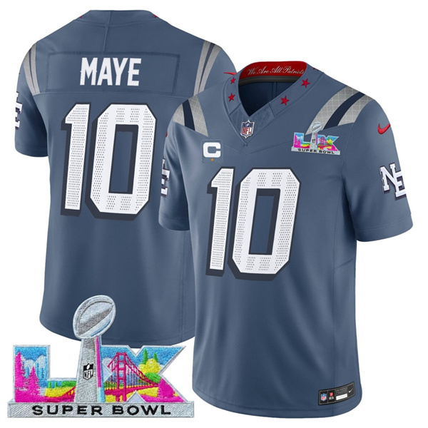 New England Patriots #10 Drake Maye Storm Blue 2025 F.U.S.E. Super Bowl LX Patch And 1-Star C Patch “Rivalries” Vapor Limited Stitched Jersey - Zenithce