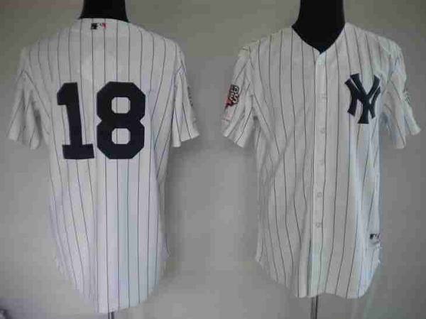 Yankees #18 Johnny Damon Stitched White Jersey - Zenithce