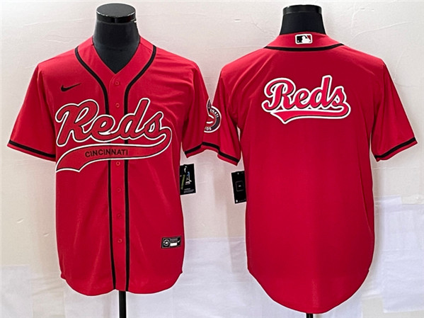Cincinnati Reds Red Team Big Logo With Patch Cool Base Stitched Jersey - Zenithce
