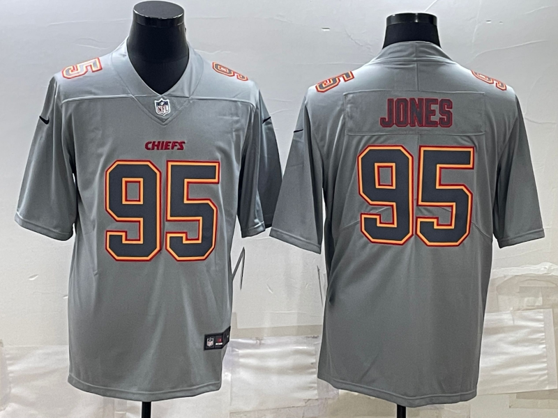 Kansas City Chiefs #95 Chris Jones Gray Atmosphere Fashion Stitched Jersey - Zenithce