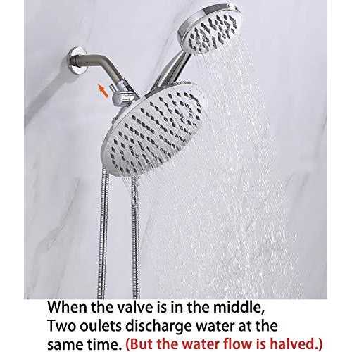G-promise All Metal Dual Square Shower Head Combo 8 inch Rain Shower Head - Zenithce