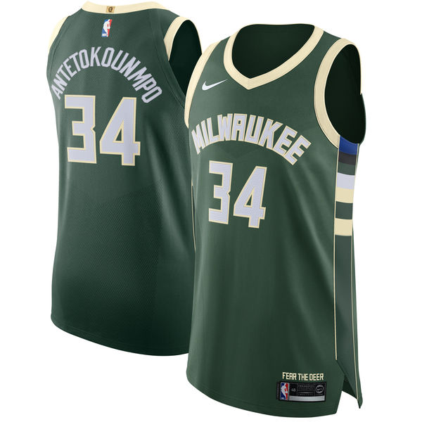 Bucks #34 Giannis Antetokounmpo Green Authentic Icon Edition Jersey - Zenithce
