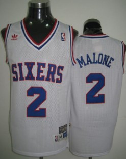 Philadelphia 76ers #2 Moses Malone White Swingman Throwback Jersey - Zenithce