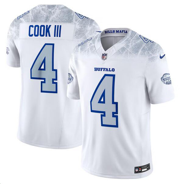 Buffalo Bills #4 James Cook III White 2025 F.U.S.E. “Rivalries” Vapor Untouchable Limited Stitched Jersey - Zenithce