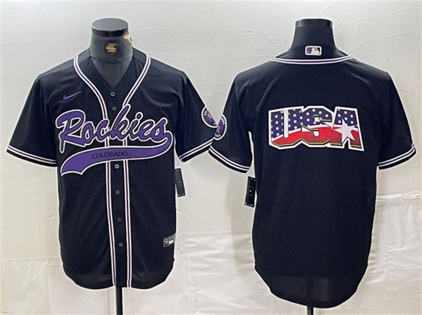 Colorado Rockies Black Team Big Logo Cool Base Stitched Jersey - Zenithce
