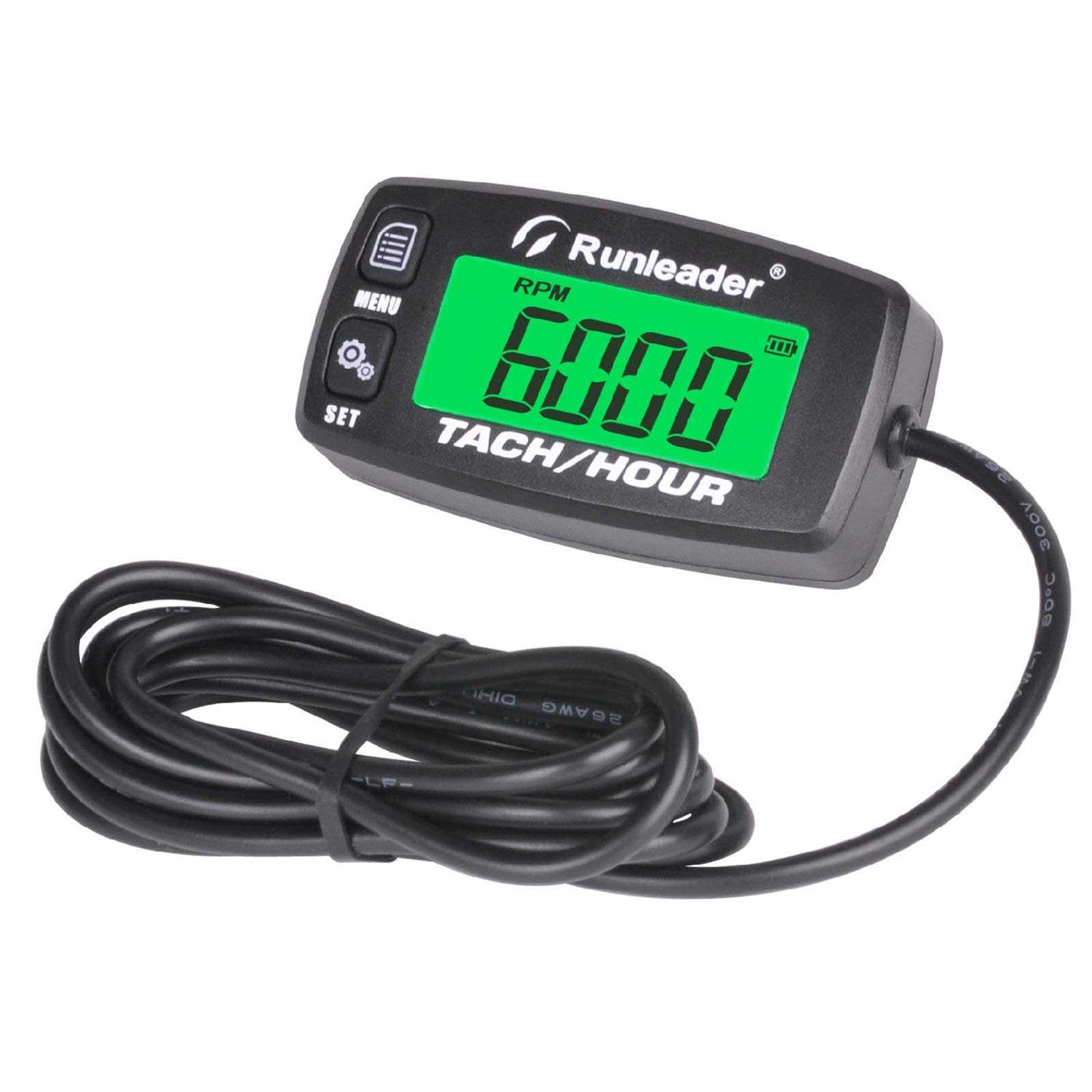 Runleader Digital Gas Engine Tachometer Hours & RPM Record,Backlight Hour Meter,Battery Replaceable for Riding Mower Generator Compressor - Zenithce