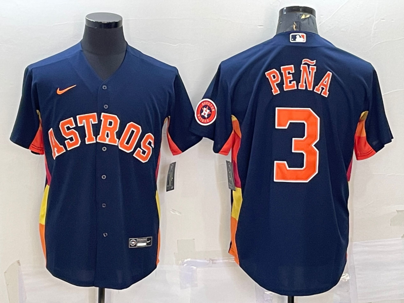 Houston Astros #3 Jeremy PeNa Navy With Patch Cool Base Stitched Jersey - Zenithce