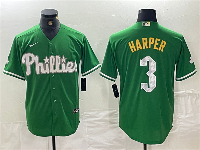 Philadelphia Phillies #3 Bryce Harper Green 2024 City Connect Stitched Jersey - Zenithce
