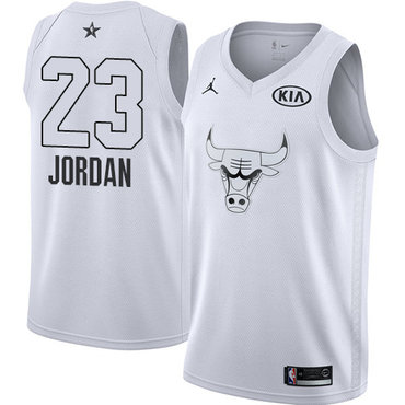Bulls #23 Michael Jordan White Jordan Swingman 2018 All-Star Game Jersey - Zenithce