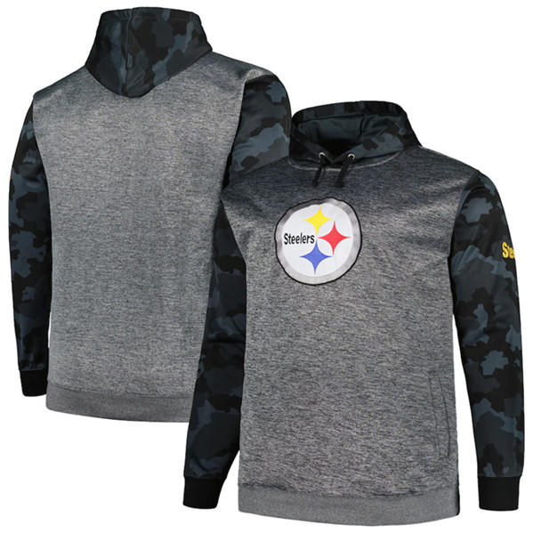 Pittsburgh Steelers Heather Charcoal Big Tall Camo Pullover Hoodie - Zenithce