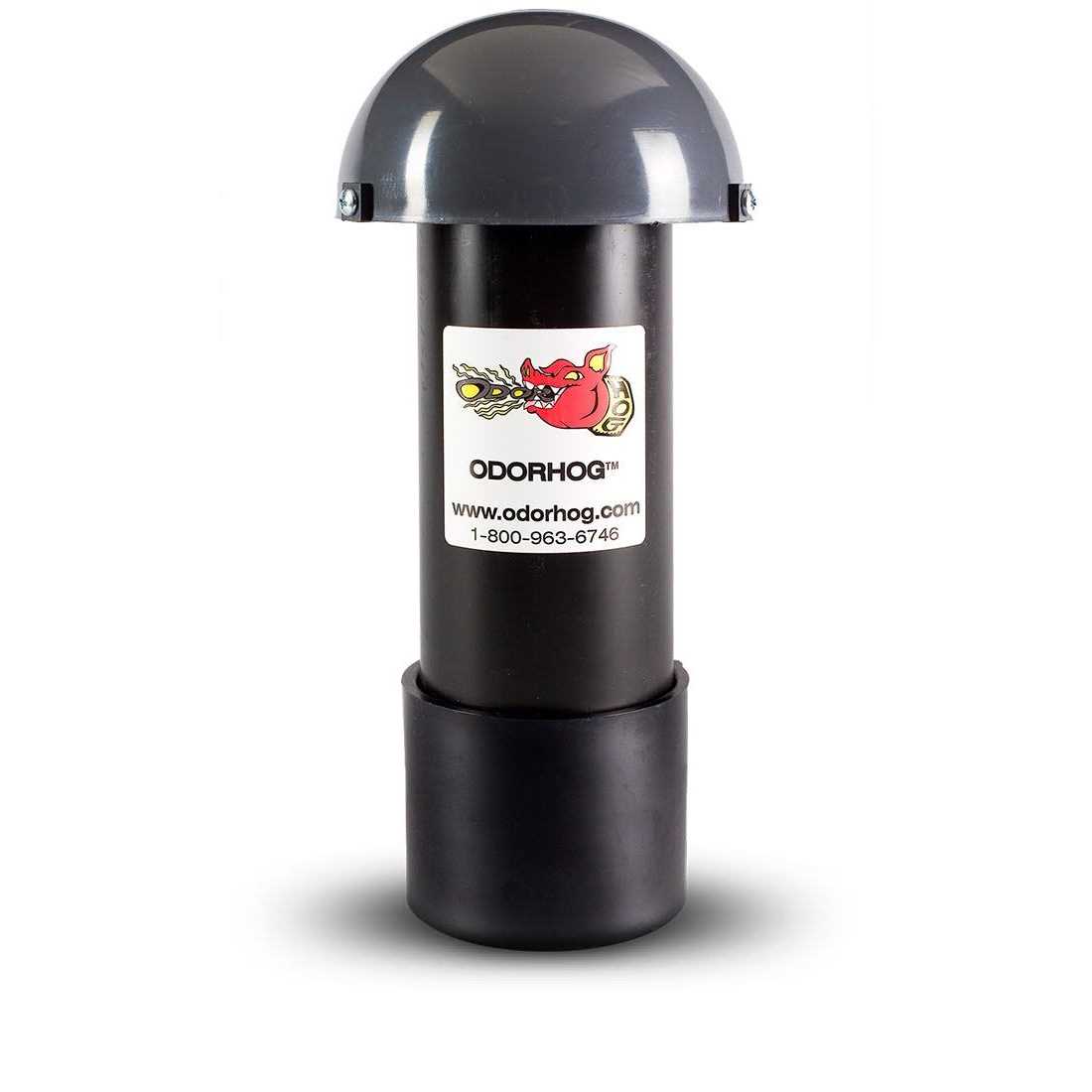Odorhog Vent Pipe Filter Black ABS inch w/ Mushroom Cap - Zenithce