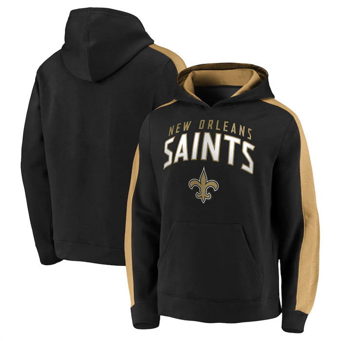 New Orleans Saints Black Game Time Arch Pullover Hoodie - Zenithce