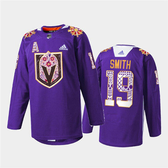 Vegas Golden Knights #19 Reilly Smith Purple Hispanic Heritage Warmup Stitched Jersey - Zenithce