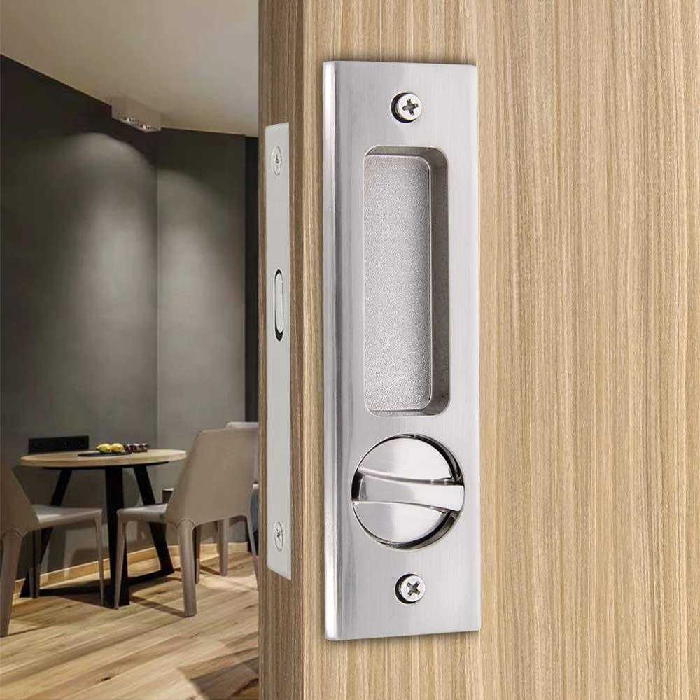 Hoconnie 6.3” Privacy Pocket Door Lock Hardware with Key Recessed Sliding Door Mortise Lock - Zenithce