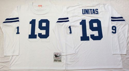 Mitchell And Ness Colts #19 Johnny Unitas White Throwback Stitched Jersey - Zenithce