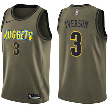 Denver Nuggets #3 Allen Iverson Green Salute to Service Swingman Jersey - Zenithce