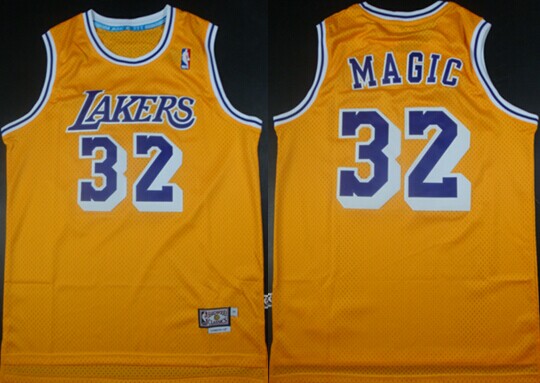 Los Angeles Lakers #32 Magic Nickname Yellow Swingman Throwback Jersey - Zenithce