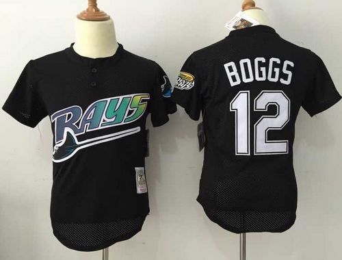 Mitchell And Ness Rays #12 Wade Boggs Black Throwback Stitched Jersey - Zenithce