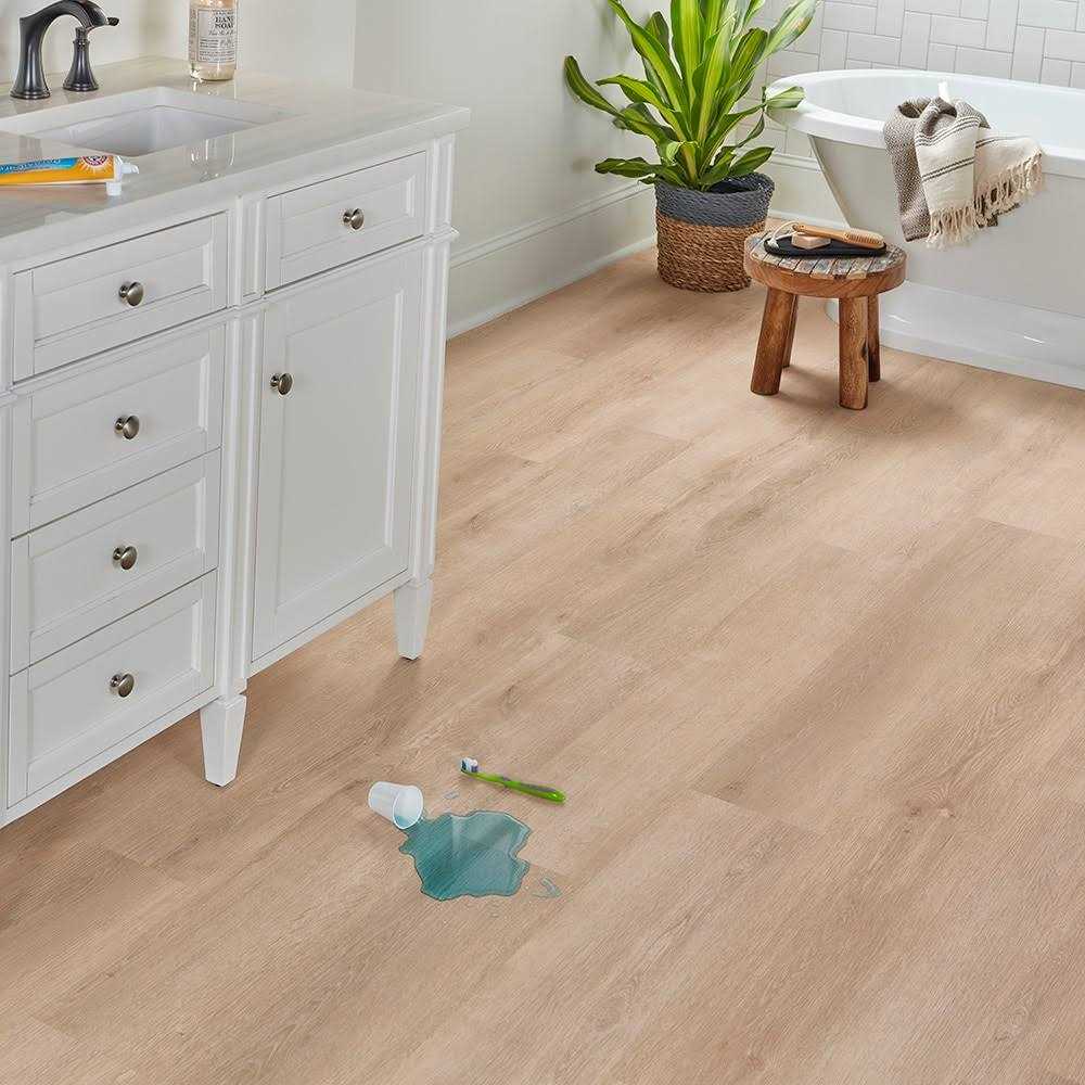 STAINMASTER 7 Wide x 7-mm Lockhart Oak Thick Waterproof Interlocking Luxury Vinyl Plank Flooring LX95405202 - Zenithce