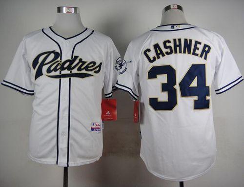 Padres #34 Andrew Cashner White Cool Base Stitched Jersey - Zenithce
