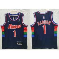Philadelphia 76ers #1 James Harden Navy Blue Stitched Jersey - Zenithce
