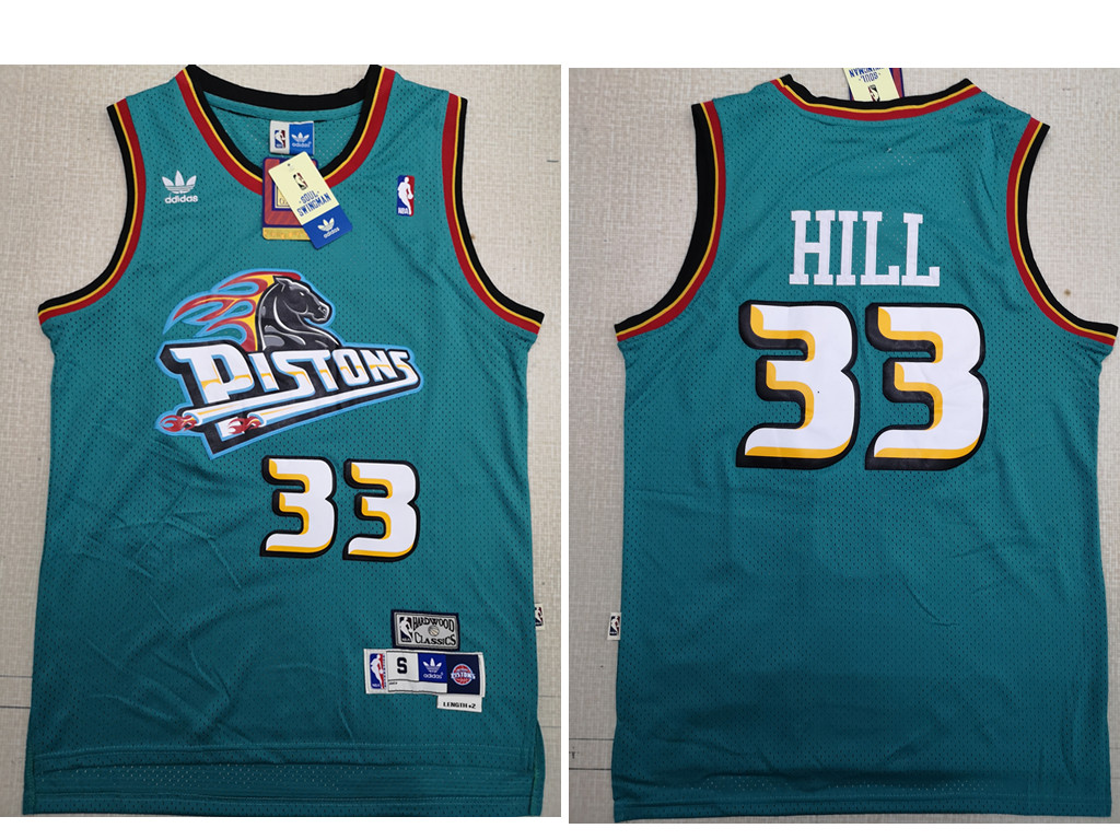 Detroit Pistons 33 Grant Hill Swingman Green Throwback Adidas Jersey - Zenithce