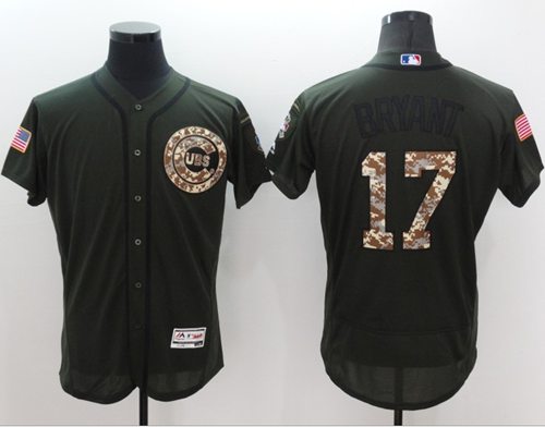 Cubs #17 Kris Bryant Green Flexbase Authentic Collection Salute To Service Stitched Jersey - Zenithce