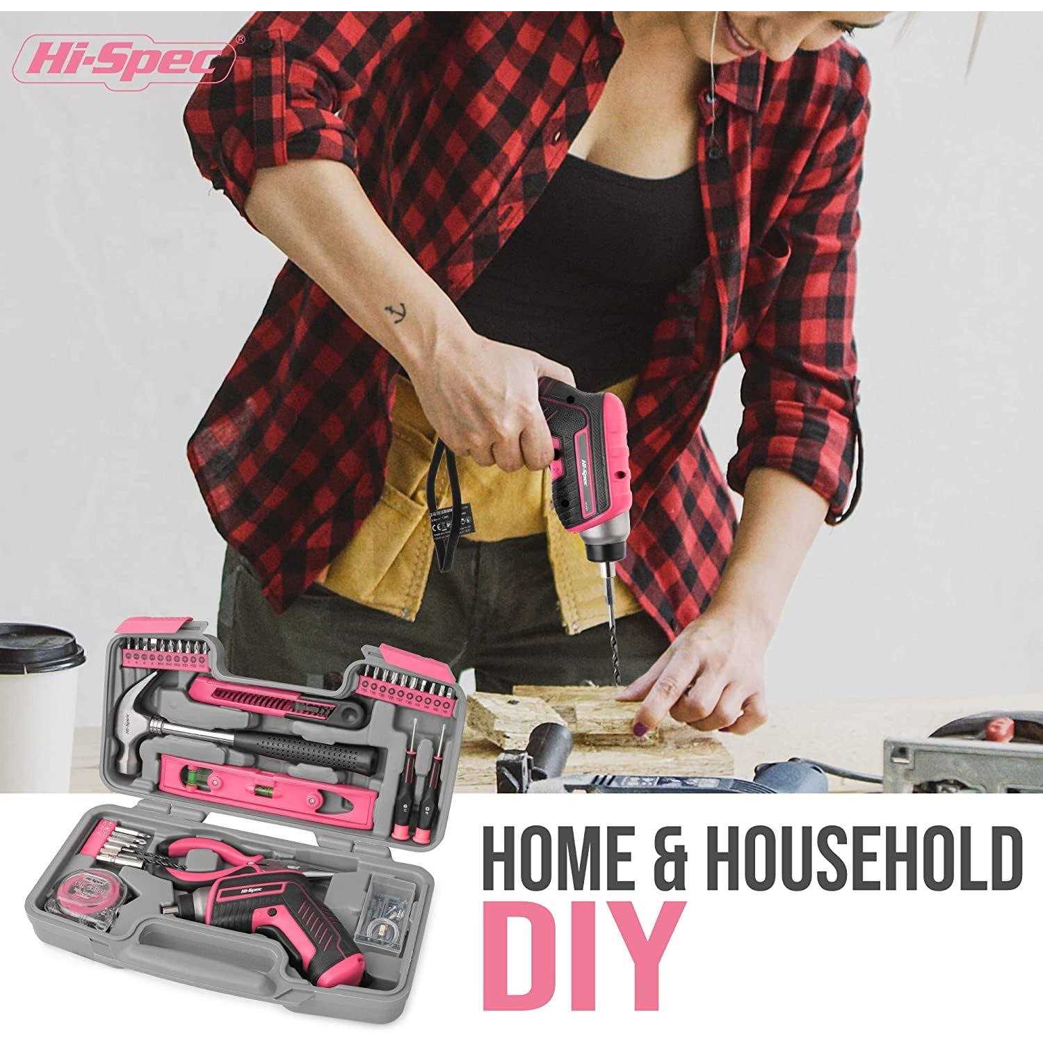 Hi-Spec 18pc Pink Kids Tool Kit Set & Child Size Tool Bag. Real Metal Hand Tools for DIY Building - Zenithce
