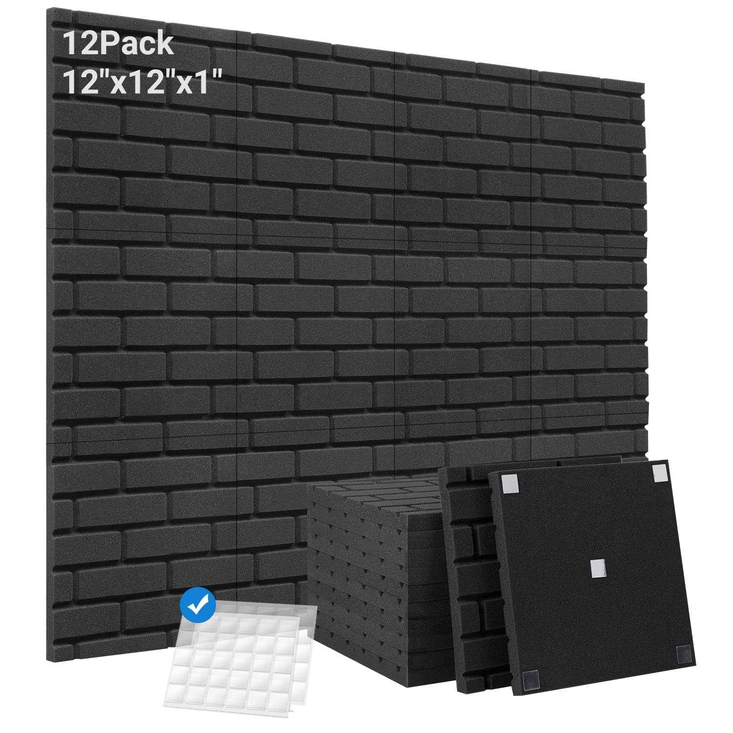 Sound Proof Foam Panels 12 Pack Brick Foam Panels Acoustic Panels High Density Soundproof Wall Panels Noise Absorption and Echo Reduction for Home - Zenithce